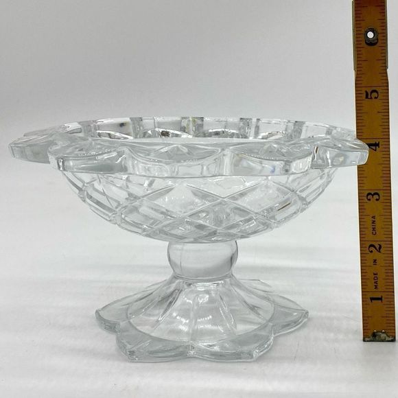 1940s Vintage Polonia Flower Shaped 24% Lead Crystal Compote Bowl Vase - Picture 10 of 12